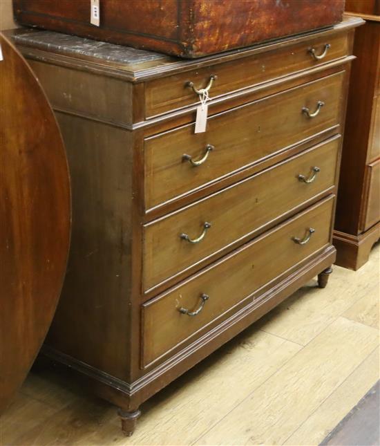 A 19th century French banded mahogany marble topped commode W.120cm